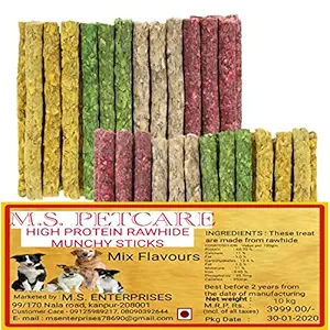 MS PETCARE Munchy Sticks Mix Flavours 10 kg Chicken, Mint, Mutton and Natural