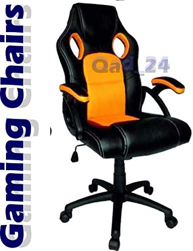a2b Gaming Chair Swivel PU Leather Mesh Office Racing Style Tilt Computer (Orange & Black)