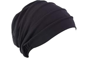 Pluto & Fox Gorra Beanie De Tela Turbante para Cabeza con Cinta De Goma por Detrás De Mujer para Dormir Cáncer Quimioterapia Chemo Oncológico Noche Pèrdida de Pelo Cabello