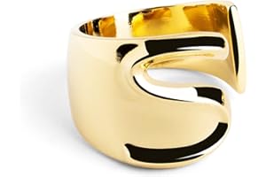 SINGULARU - Anillo Personalizado Letter Signet. Macizo Ajustable. Latón con Acabado Baño de Oro de 18 Kt. Talla Unica. Joyas para Mujer. Letra A-Z