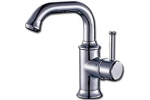 BOATX Nostalgie Retro Einhebel Waschbecken Armatur 360°Schwenkbar Einhebelmischer Bad Wasserhahn-Waschtischarmatur Hoher Auslauf für Badezimmer aus Messing (Regulär, Chrom)