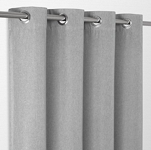 Rita blackout Ösenvorhang, Gardine mit Ösen 140x245 cm, Ösenschal Farbe wählbar (Grau)