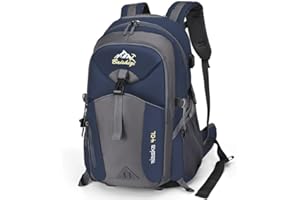 Januts Mochila Senderismo 40 Litros Mochilas de Marcha Altus Impermeable Gran Ligera Mochila Montaña para Hombre Mujer Excursiones Camping Trekking Acampadas al Aire Libre, Azul Oscuro