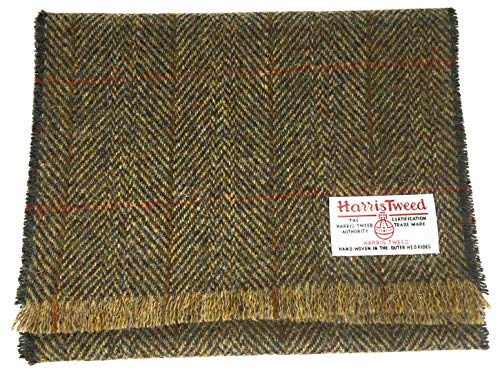 Bufanda de lana Harris Tweed de lujo para damas o caballeros en elección de diseño y color (Marrón Claro)
