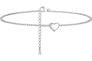 PROSILVER Women Silver Anklet, Heart/Sunshine/Cuban/Figaro/Mariner Sterling Silver Ankle Chain, with S925 Stamp, Boho Summer Jewelry -Send Gift Box