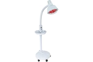 GMSLuu Lampada a Infrarossi 275W, Piantana con Luce Rossa Regolabile in Altezza e Temperatura 8-70°C Base 30cm per Terapia Muscolare