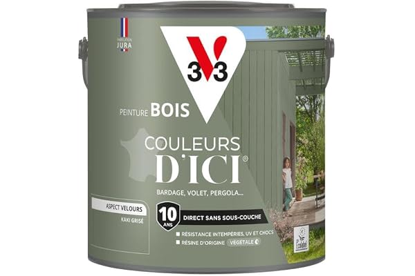 V33 Peinture Bois Couleurs d'ICI - Kaki Grisé - 2L