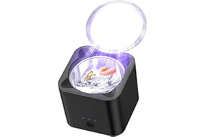 Bestyks Ultrasonic Jewellery Cleaner Portable Retainer Tooth Cleaner Mouth Guard Portable 45khz Dental Retainer Sonic Multi-Function Cleaner Machine UK