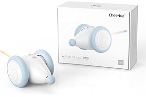 Cheerble Giocattolo gatto interattivo, giocattolo gatto interno, giocattolo automatico per gatto con luci LED, due velocità, ricaricabile tramite USB, mouse automatico Wicked Mouse, regalo per gattino