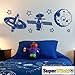 Produktbild Sateliten Mond Sterne 60x100 Wandtattoo Aufkleber Decal von SUPERSTICKI® aus Hochleistungsfolie für alle glatten Flächen UV und Waschanlagenfest Profi Qualität