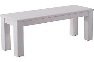 ‎B.R.A.S.I.L.-MÖBEL B.R.A.S.I.L.-Möbel Brasilmöbel Sitzbank 120 cm Rio Classico Pinie Weiss Massivholz aus Pinie, Verschiedene Größen & Farben, ideal für Esszimmer & Küche