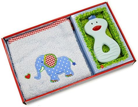 Baby Charms Wash Mitt and Teething Ring Gift Set, 16 x 21 cm, Light Blue, Model# 12602