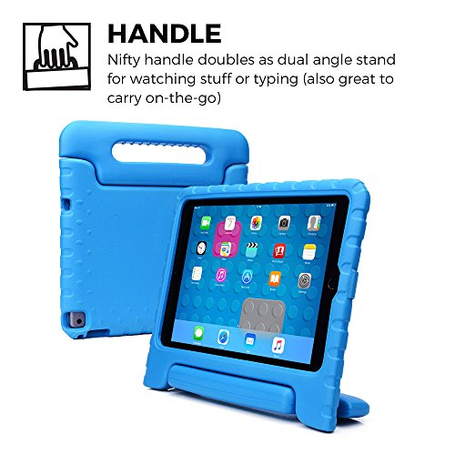 iPad Air 2 hülle fur kinder, COOPER DYNAMO Beanspruchbare, strapazeirfähige, robuste, gepolsterte Hartschalenhülle mit integriertem Griff, Standfunktion & durchsichtigem Displaysschutz (Blau) - 5