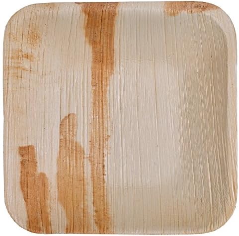 GREEN ATMOS25 PACK - 15 CM SQUARE PARTY/ WEDDING TEA / DESSERT / STARTER / SIDE PLATE BIODEGRADABLE, COMPOSTABLE AND ECO-FRIENDLY DISPOSABLE ARECA PALM LEAF PLATES
