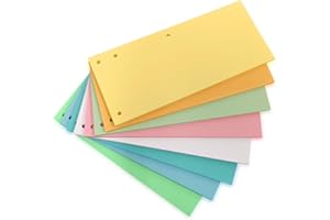 ‎PLASTOREG 200 Trennstreifen in 8 Farben, 25 Stück pro Farbe, 24 x 10,5cm, gelocht, 180g/m² Karton, mit praktischer 4-Fach Lochung zum quer oder hochkant Abheften Perfekt zum Sortieren von Dokumenten, bedruckbar