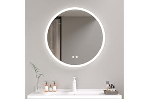 Plumbsys LED Espejo Redondo Baño con Iluminación Luz, Antivaho, Interruptor Táctil, Regulable, IP54 Impermeable 60x60cm