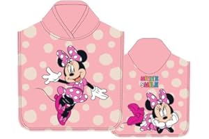 variouss Toalla de Poncho para Playa y Piscina Infantil de Licencia Oficial (Minnie Mouse C)