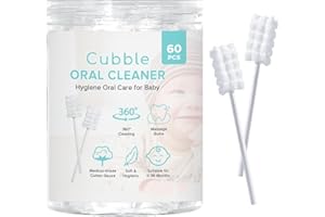 60pcs Cubble Disposable Baby Oral Cleaner, Gum and Tongue Cleaner for Newborns, Gauze Toothbrush Swabs for Infants 0-36M, Baby Dental Care Essentials