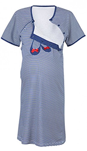 Happy Mama. Women's Maternity Hospital Gown Nightie for Labour & Birth. 363p (Navy, UK 12/14)