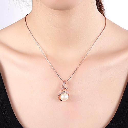 3Pcs 18K Rose Gold Elegant Crystals and Pearl Necklace Earrings Ring for Ladies in Gift Box