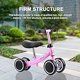 MÁS CÓMODO: La estructura triangular estable y el soporte en las cuatro ruedas hacen que la bicicleta sin un pedal equilibrado sea estable y estable. El diseño cómodo de la dirección del asiento de cuero evita el retroceso.