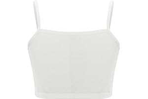 Sywiyi Kids Girls Spaghetti Straps Crop Tank Top Solid Color Camisole Underwear Ribbed Bra Vest Bralette Sportwear