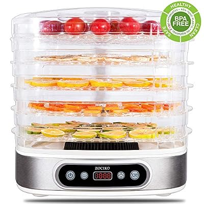 zociko Déshydrateur Alimentaire, Machine électrique déshydrateur de Nourriture de la Marque, Déshydrateur de Viande séchée, Déshydrateur de légume de Fruit, 5 Plateaux empilables, 500W