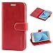Produktbild Mulbess Ledertasche im Ständer Book Case / Kartenfach für Samsung Galaxy J3 (2017) / J3 2017 Duos J330FD Tasche Hülle Leder Etui,Wein Rot
