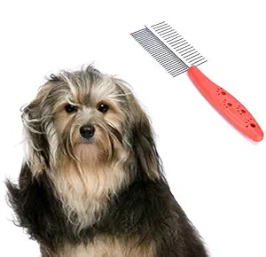 Sage Square 2 in 1 Adjustable Dog/Puppy/Kitten/Cat Brush/Pet Comb for Grooming Cum Massager and Safety From Mites/Lice/Ticks (Red)