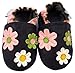 MiniFeet Soft Leather Baby Shoes, Navy Daisies, 6-12 Months