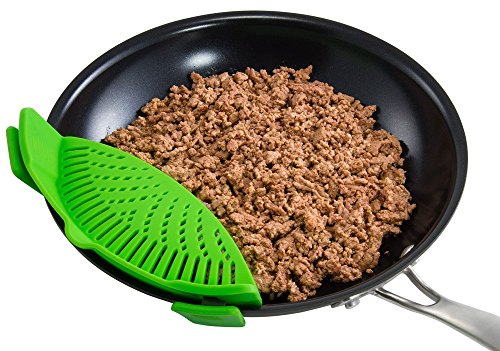 SNAP n STRAIN Pot Strainer,Homi Kitchen Extras Silicone Clip-On Drainer Colander for Draining Food, Universal Size Fits All Cookware (1, Green) by Homi - 4