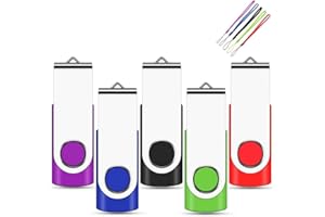 EASTBULL USB Stick 8GB 5 Pack Memory Stick Swivel Design Flash Drive(5 Mixed Color With Lanyard)