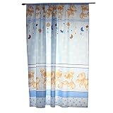 Kinderzimmer Vorhänge Gardinen 2er SET 155 x 155 cm Dekoschal mit Zierband und Stern, Farbe: Bärchen Blau, Größe: ca. 155×155 cm - 3