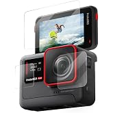Ayex Temperli Cam Ekran Koruyucu Film Kiti Insta360 Ace/Ace Pro i&ccedil;in &ndash; &Ouml;n Ekran, Arka Ekran ve Lens Koruyucu, 9H Sertlik, 2.5