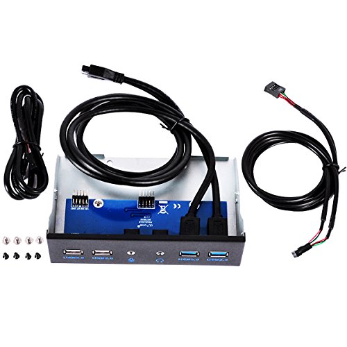 UCEC Panel Frontal USB 3 0  Panel Hub Metal de 5 23 Pulgadas  con 2 Puertos USB 3 0 y 2 Puertos 2 0 HD de Audio