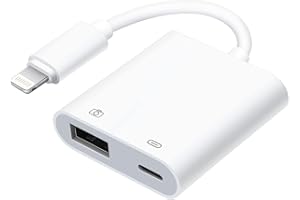 SENNIPS [Apple MFi Certified] USB Camera OTG Adapter with Charging Port, Lightning Male to USB Female Adapter for iPhone/iPad/Card Reader/USB Flash Drive/Keyboard/Mouse Plug and Play