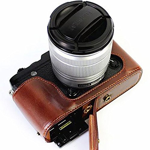First2savvv XJD-XA2-HH10G10 Premium Qualität braun Ganzkörper- präzise Passform PU-Leder Kameratasche Fall Tasche Cover für Fujifilm Fuji XA2.XA1.XM2.XM1 mit SD-Kartenleser - 5