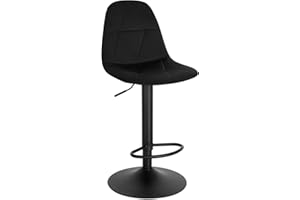 Lestarain Swivel Bar Stool, Breakfast Barstool with Back & Footrest for Kitchen Counter Pub, Velvet, Black