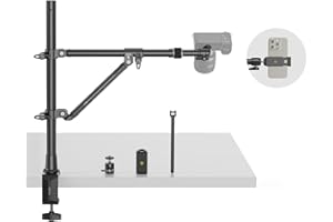 ‎SMALLRIG SMALLRIG Triangle Camera Desk Mount, maks. Obciążenie 3kg/6,6 funta, Górny Uchwyt Kamery z Dodatkowym Drążkiem Wsporczym, z Uchwytem na Telefon i Małą Głowicą Kulową do Aparatu/Telefonu/Lampy - 4304