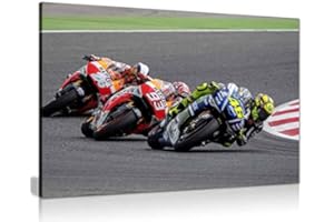 PANTHER PRINT Valentino Rossi Marc Márquez Dani Pedrosa Moto GP - Lienzo decorativo para pared, 24 x 16 pulgadas