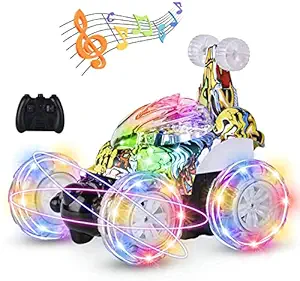 CADDLE & TOES RC Stunt Car Invincible 360?Rolling Twister with Colorful Lights & Music Switch, Rechargeable Remote Control Car for Boys and Girls for 3 -12 Year Old Boy Birthday (Abstract Camouflage)