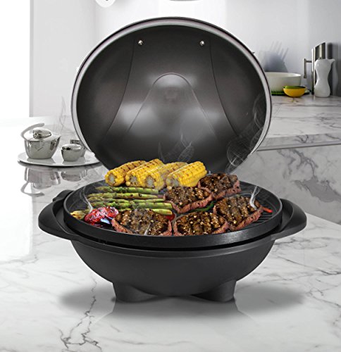 BBQ Elektro-Grill 2200 Watt mit 40 x 33 cm Grillplatte und 3 Meter Kabel, dank der Räder perfekt als Grillwagen, sicherer Stand, Kugelgrill, Tischgrill Standgrill Barbecue, Indoor & Outdoor - 2