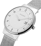 AIKURIO Unisex Armbanduhr Analog Quarz Wasserdicht mit Edelstahlarmband Kalender AKR010