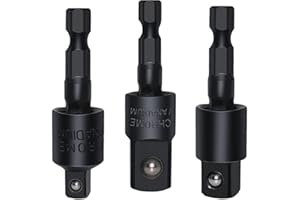 FIXINUS 3 adattatori per prese oscillanti, attacco esagonale da 1/4" a 1/4" 3/8" 1/2", set di prese girevoli a 360° per trapani a batteria con estensione a cricchetto
