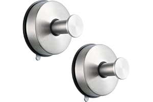YUET 2 Piezas Ganchos Ventosa de Acero inoxidable, Gancho Succión de Pared Colgador, Percha Ventosa Baño para Albornoz Abrigo, Perchero de Cocina Baño, Colgar Toallas, Ducha Puerta Ventana (Plata)