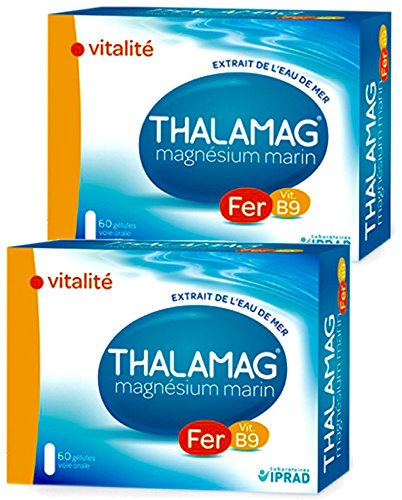 Thalamag fer b9 - Magnésium Marin + Fer + Vitamine B9 - Lot de 2 x 60 gélules