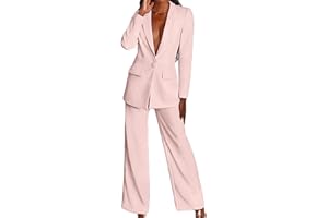 Winkinlin Women's Two Piece Business Blazer Pant Suit Set for Work