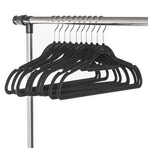 ArtMoon Soft Set aus 10 Samt Kleiderbügel Schwarz Anti-Rutsch Raumspar Dünn aus hochwertigem Kunststoff, Stahl 42X24X0.5cm