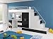 Produktbild Furnistad | Hochbett für Kinder Sun | Kinderhochbett mit Treppe, Schreibtisch, Schrank und Gästebett (Option rechts, Weiß + Schwarz)