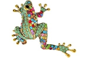 KAWADU Rhinestone Frog Brooch Vivid Animal Pin Full Glasses Design Alloy Material Green Color Women And Men Jewelry